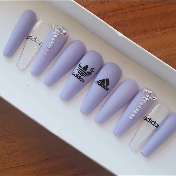 adidas Accessories - Lavender Matte Adidas Press On Nails